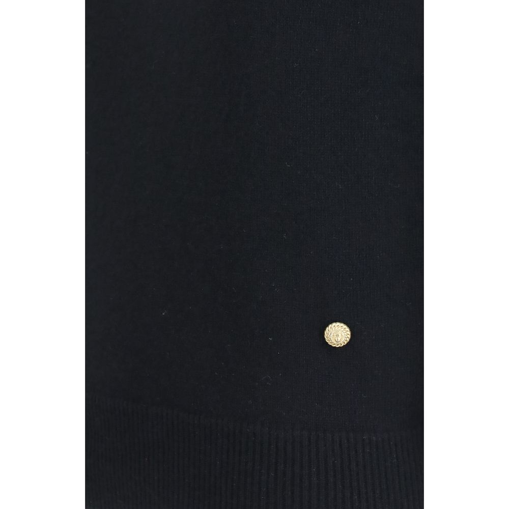 Balmain Wool-Cashmere Short Sleeve Knit Top - Black
