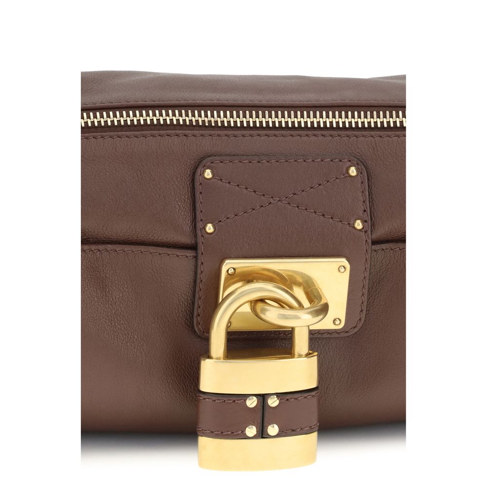 Chloé Paddington Leather Shoulder Bag - Deep Taupe/Brown