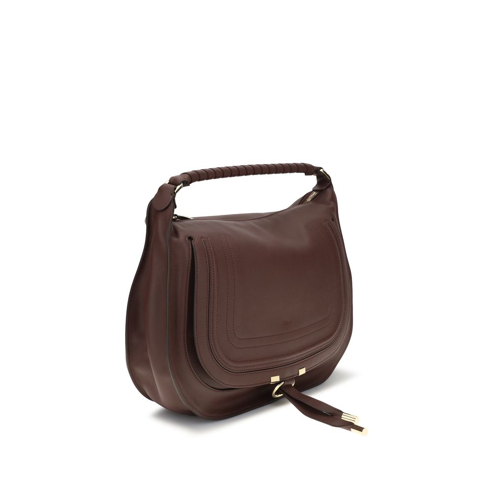 Chloé Marcie Medium Leather Shoulder Bag - Dark Brown