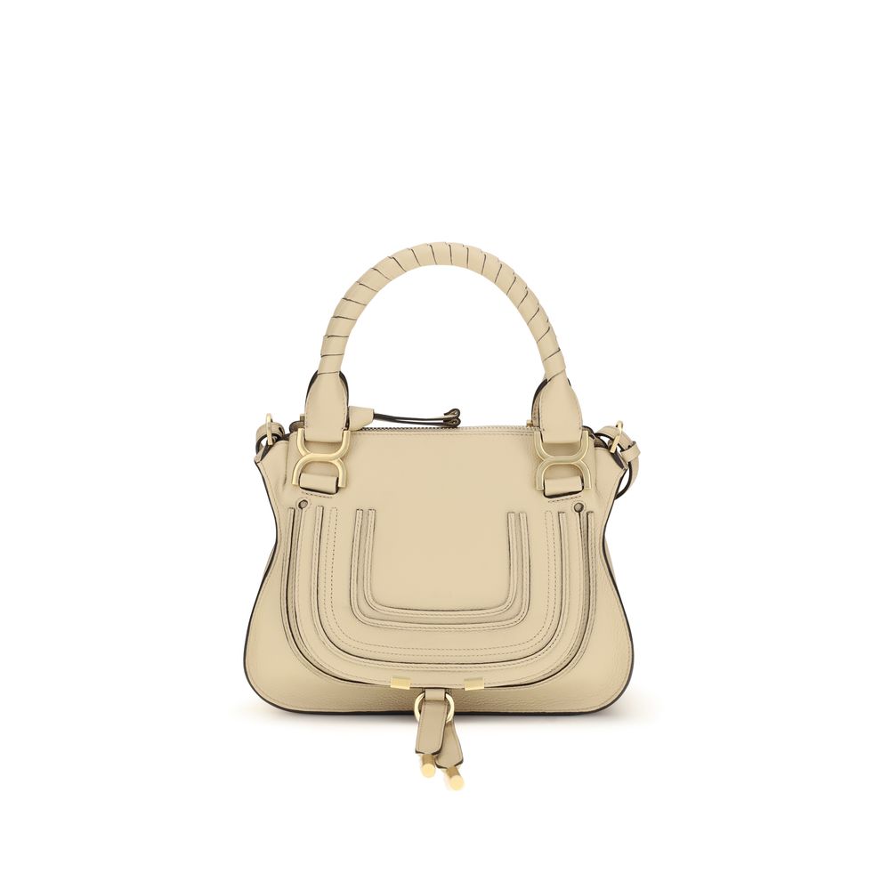 Chloé Marcie Small Leather Double Carry Bag - Beige