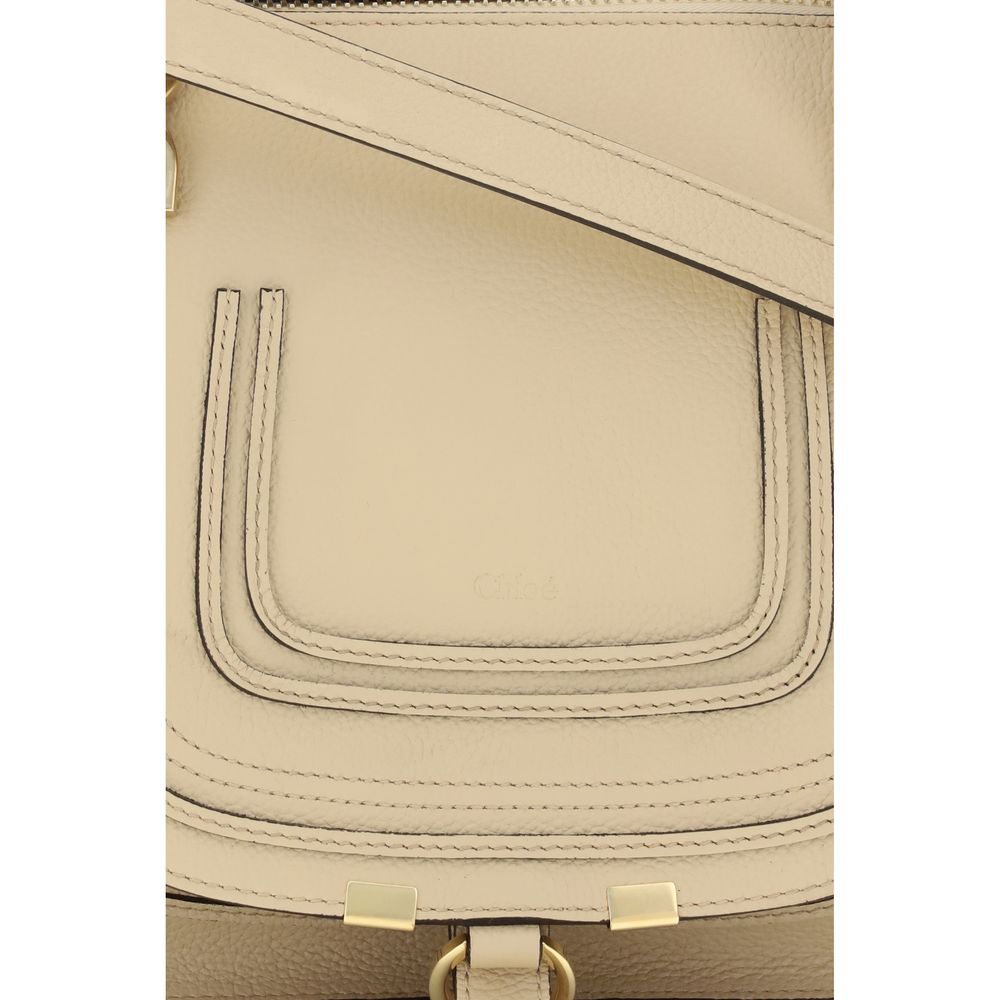Chloé Marcie Small Leather Double Carry Bag - Beige