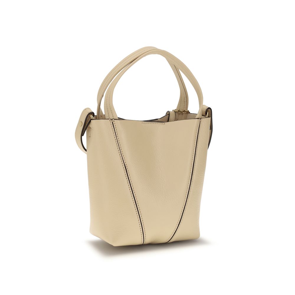 Chloé Small Spin Tote &amp; Shoulder Bag In Grained Leather - Beige