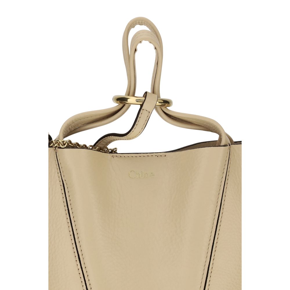 Chloé Small Spin Tote &amp; Shoulder Bag In Grained Leather - Beige