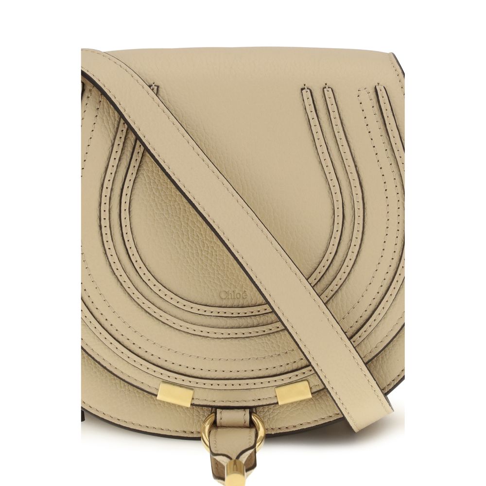 Chloé Leather Small Marcie Shoulder Bag - Beige