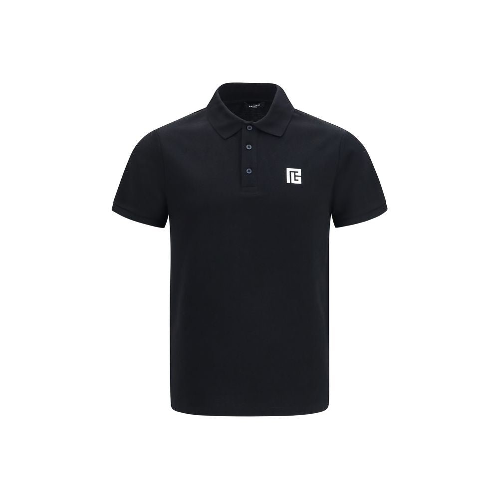 Balmain PB Embroidered Cotton Polo Shirt - Black
