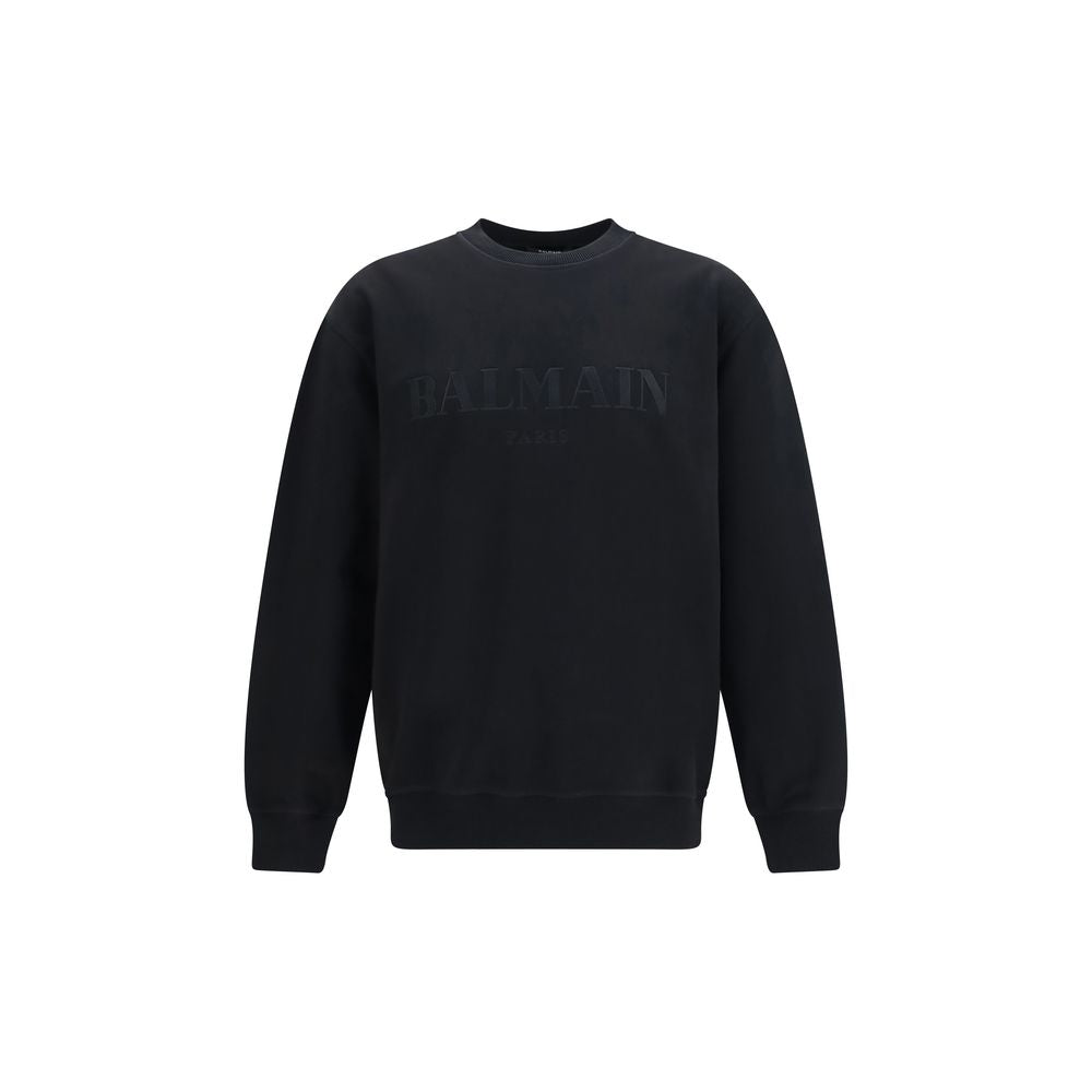 Balmain Vintage Embroidered Logo Cotton Sweatshirt - Black