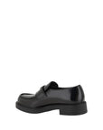Prada Leather Heeled Loafers - Black