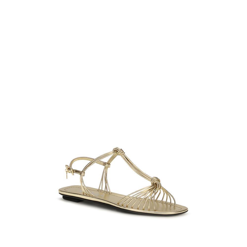 Prada Mordoré Leather Flat Sandals - Gold