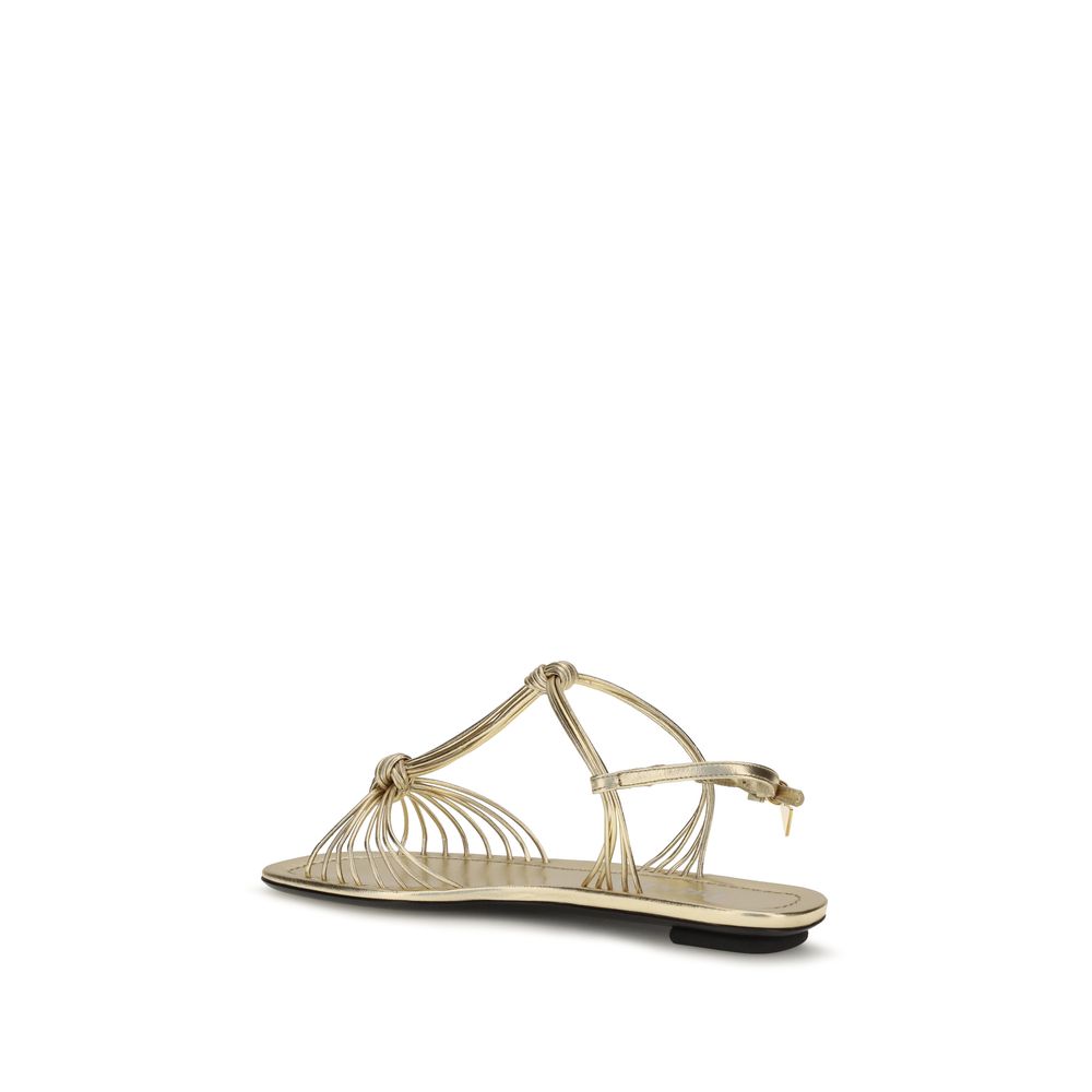 Prada Mordoré Leather Flat Sandals - Gold