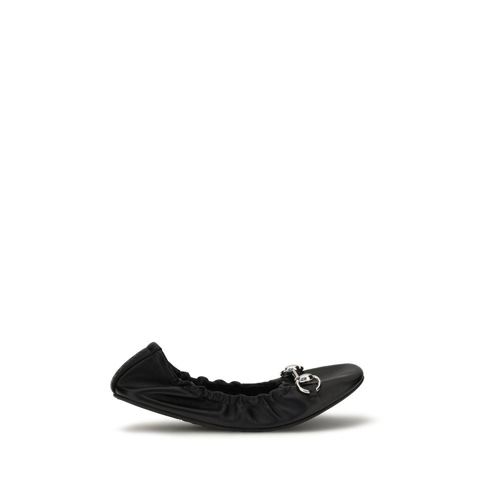 Gucci Leather Prima Ballerinas - Black