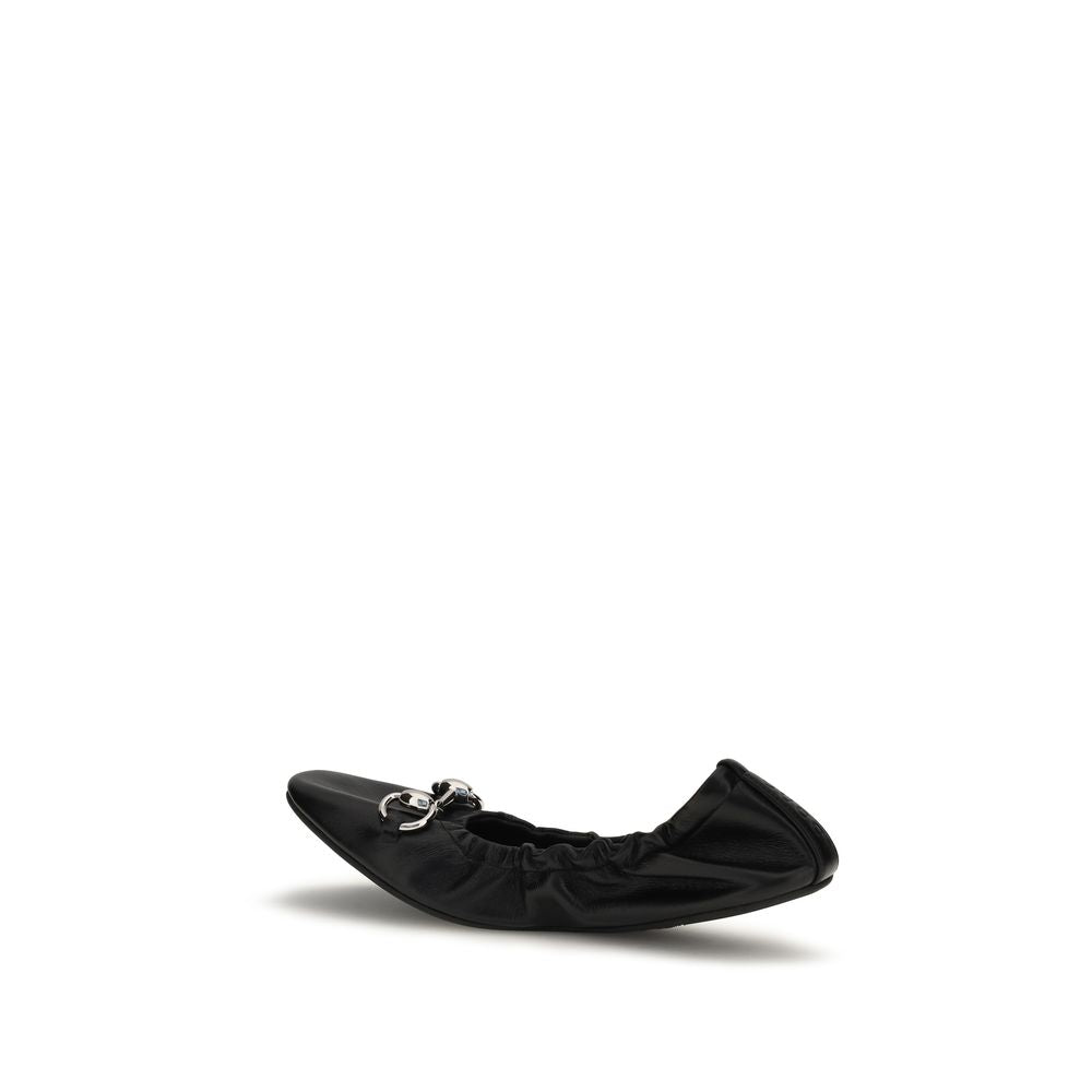 Gucci Leather Prima Ballerinas - Black