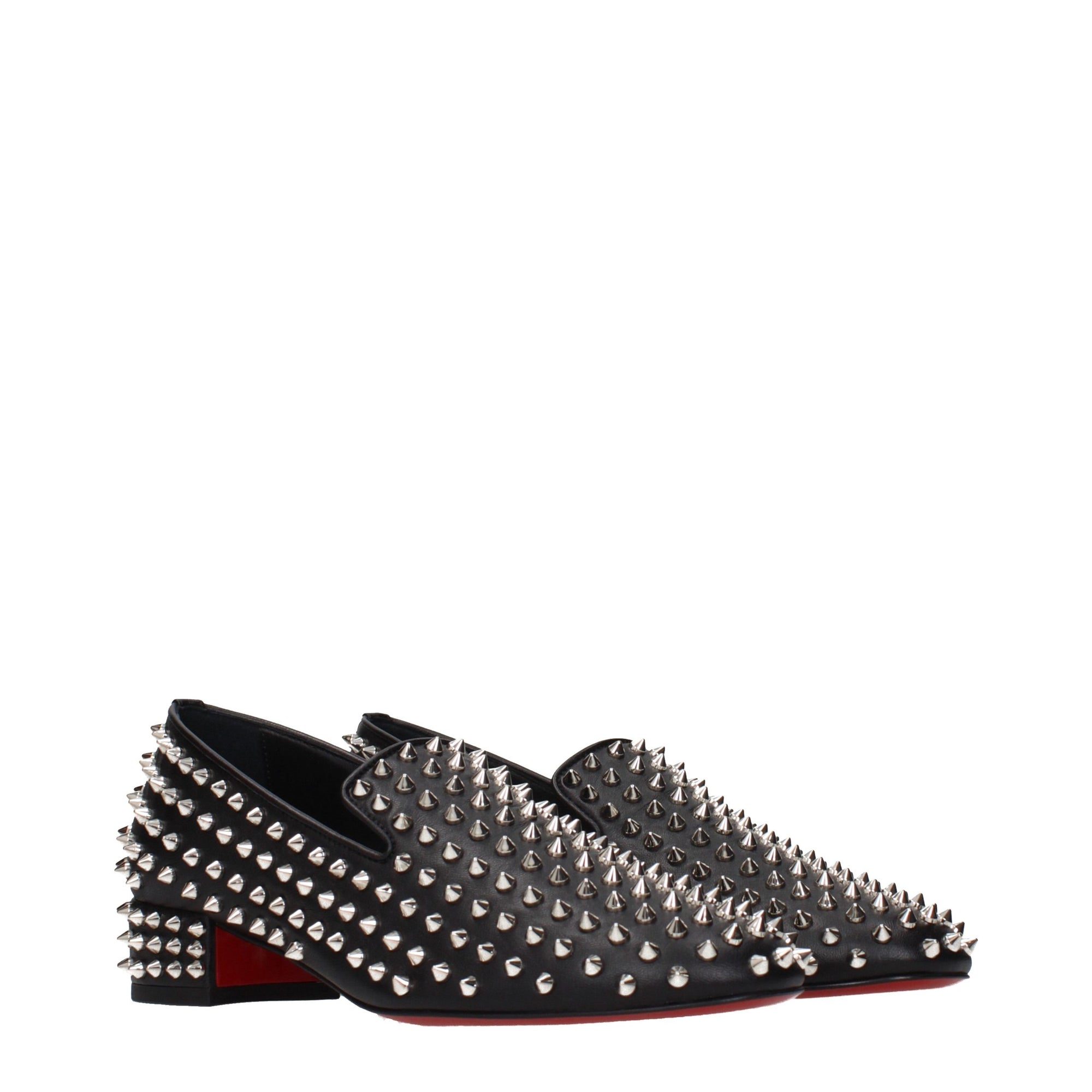 Christian Louboutin Spikeasy Leather Slip-On Loafers - Black
