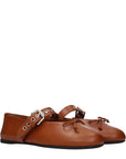 Miu Miu Leather Mary Jane-Ballet Flats - Cognac Brown