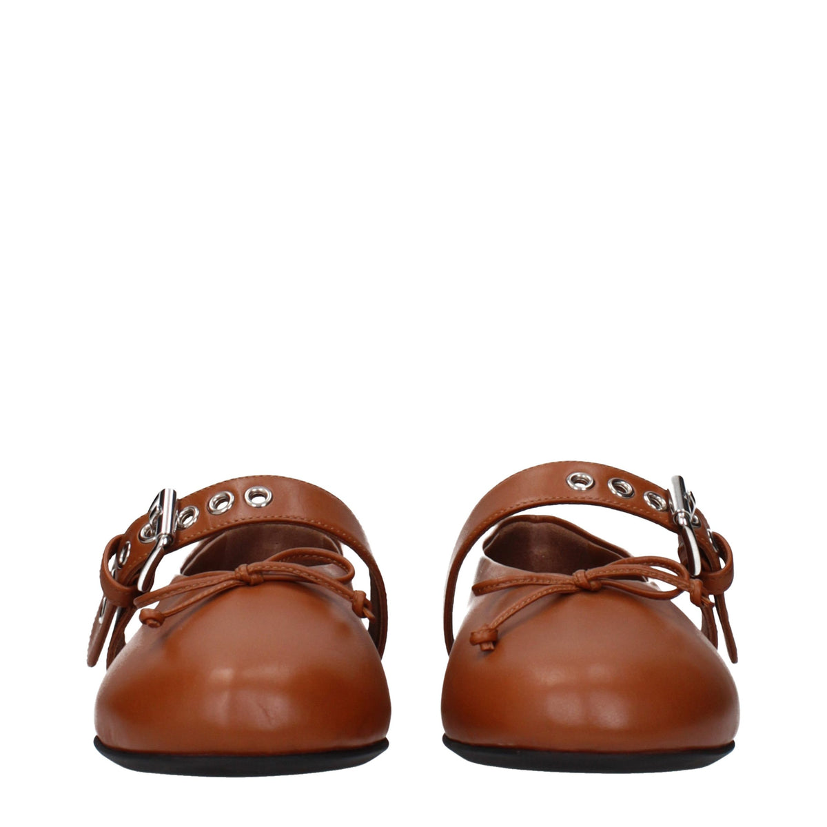 Miu Miu Leather Mary Jane-Ballet Flats - Cognac Brown