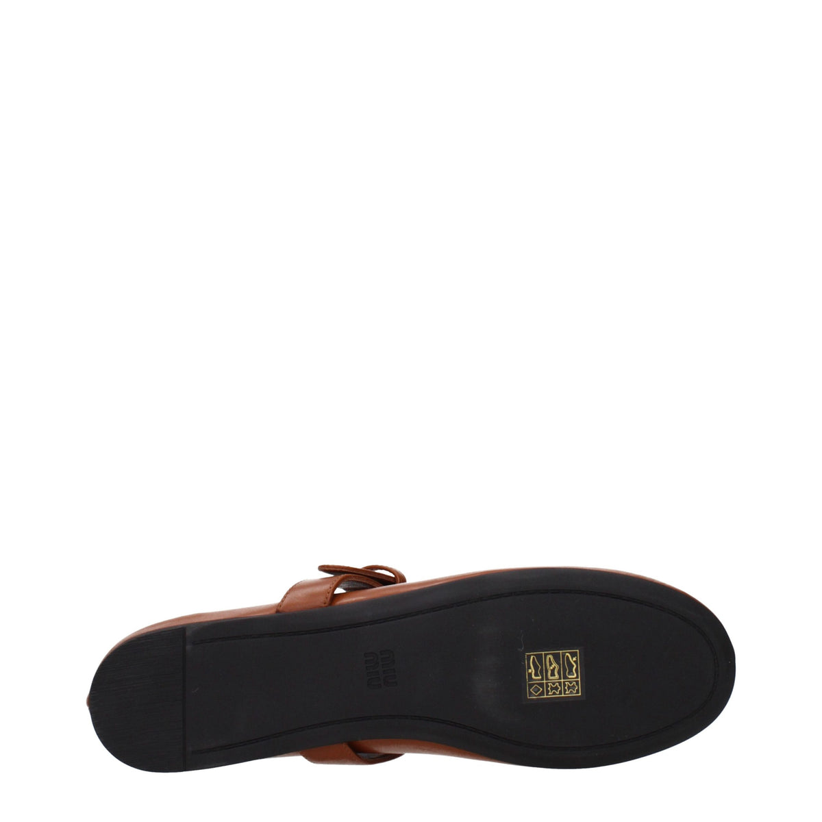 Miu Miu Leather Mary Jane-Ballet Flats - Cognac Brown