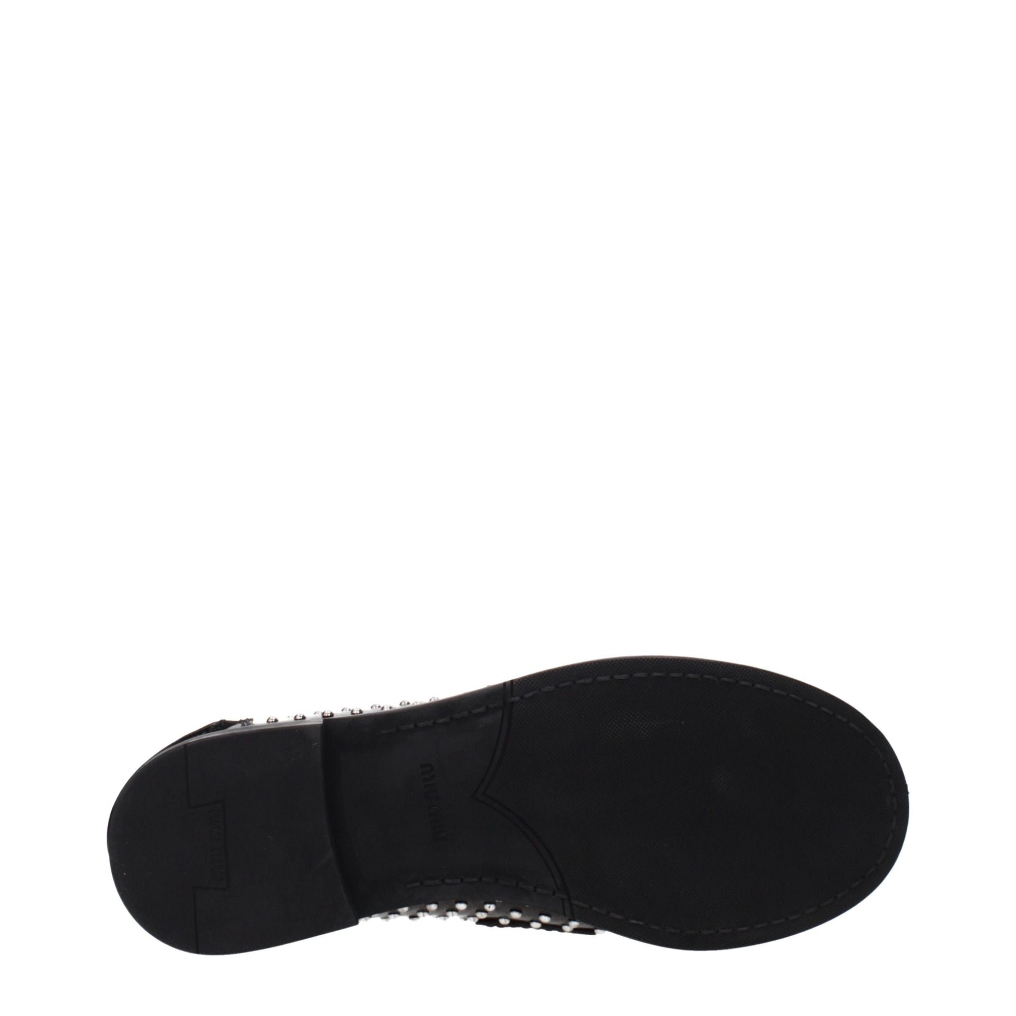 Miu Miu Studded Brushed Leather Penny Loafers - Black