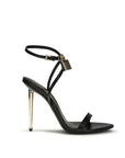 Tom Ford Padlock Leather Stiletto Heel Sandals - Black