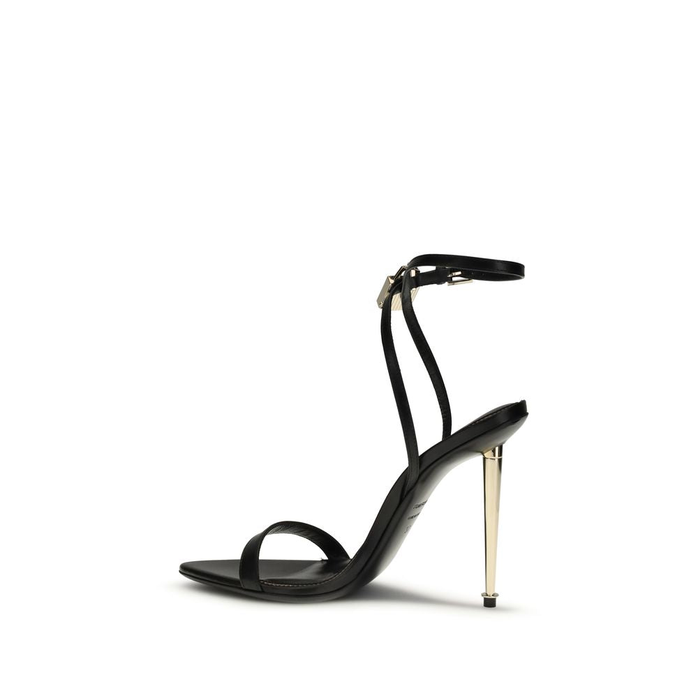 Tom Ford Padlock Leather Stiletto Heel Sandals - Black