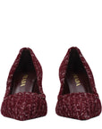Prada Melange Knitted Pointed Toe Pumps - Burgundy Red