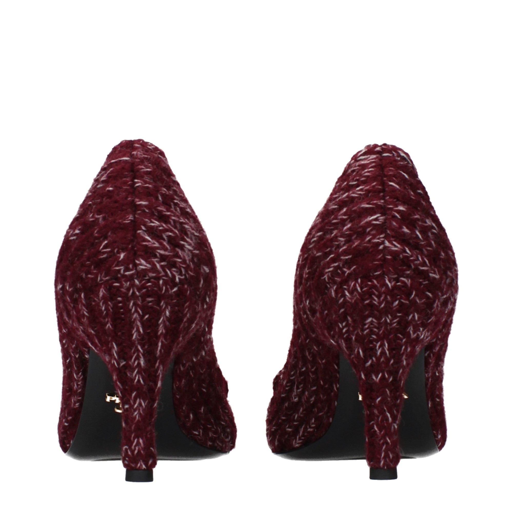 Prada Melange Knitted Pointed Toe Pumps - Burgundy Red