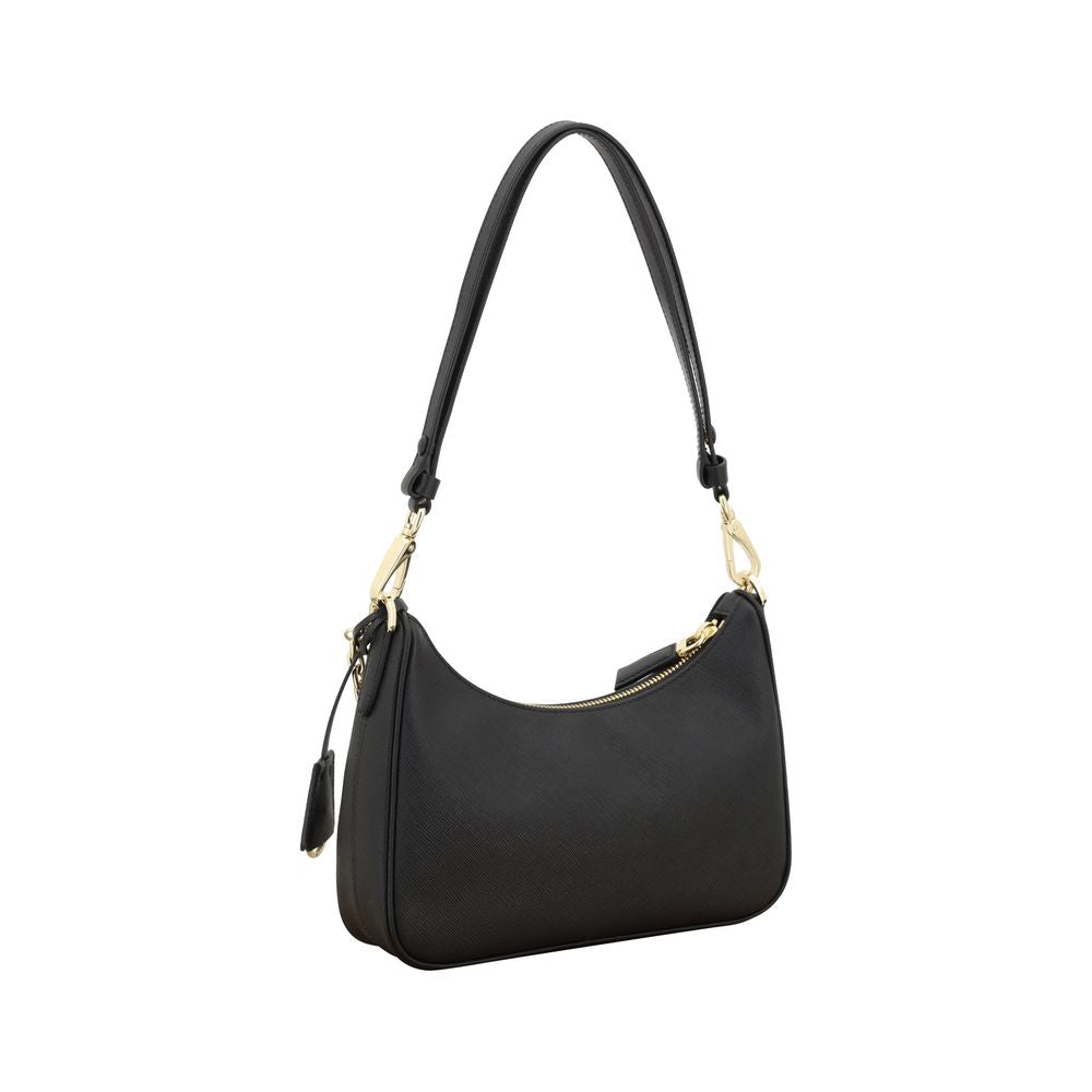 Prada Re-Edition Mini Saffiano Leather Shoulder Bag - Black
