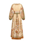 Zimmermann Cotton-Silk Indra Cinch Waist Maxi Dress - Multicolor/Cream