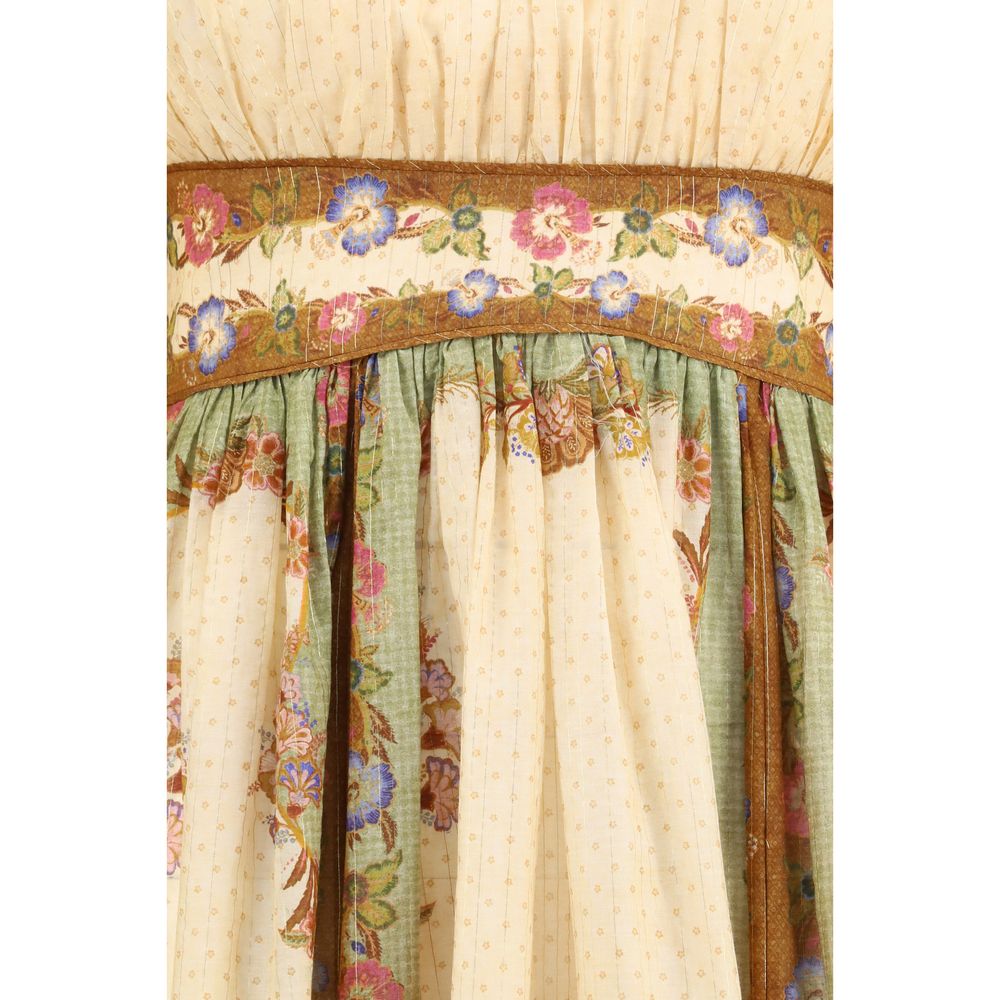 Zimmermann Cotton-Silk Indra Cinch Waist Maxi Dress - Multicolor/Cream