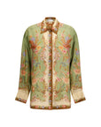 Zimmermann Indra Printed Pattern Silk Shirt - Multicolor/Green