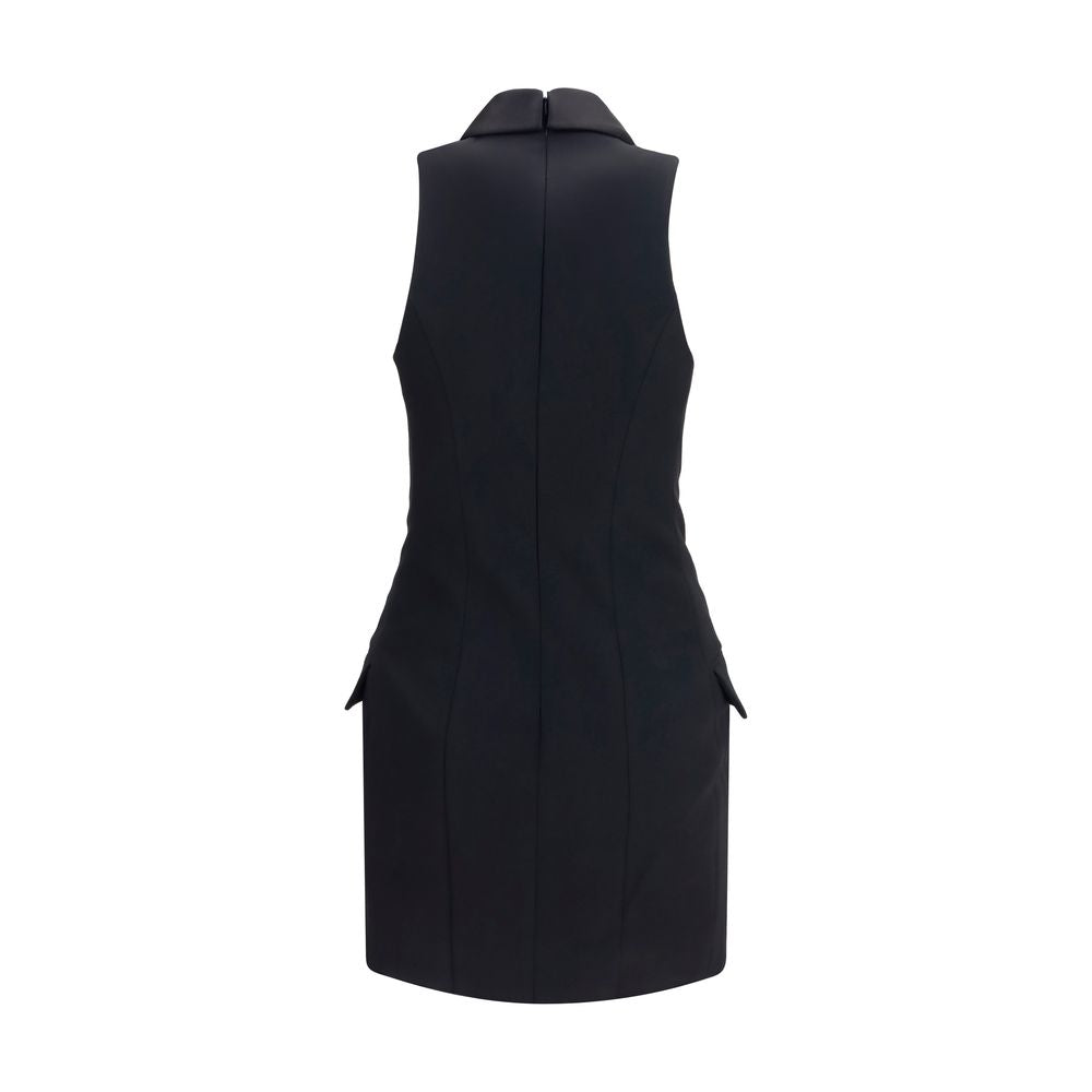 Balmain Merino Wool Belted Grain de Poudre Dress - Black