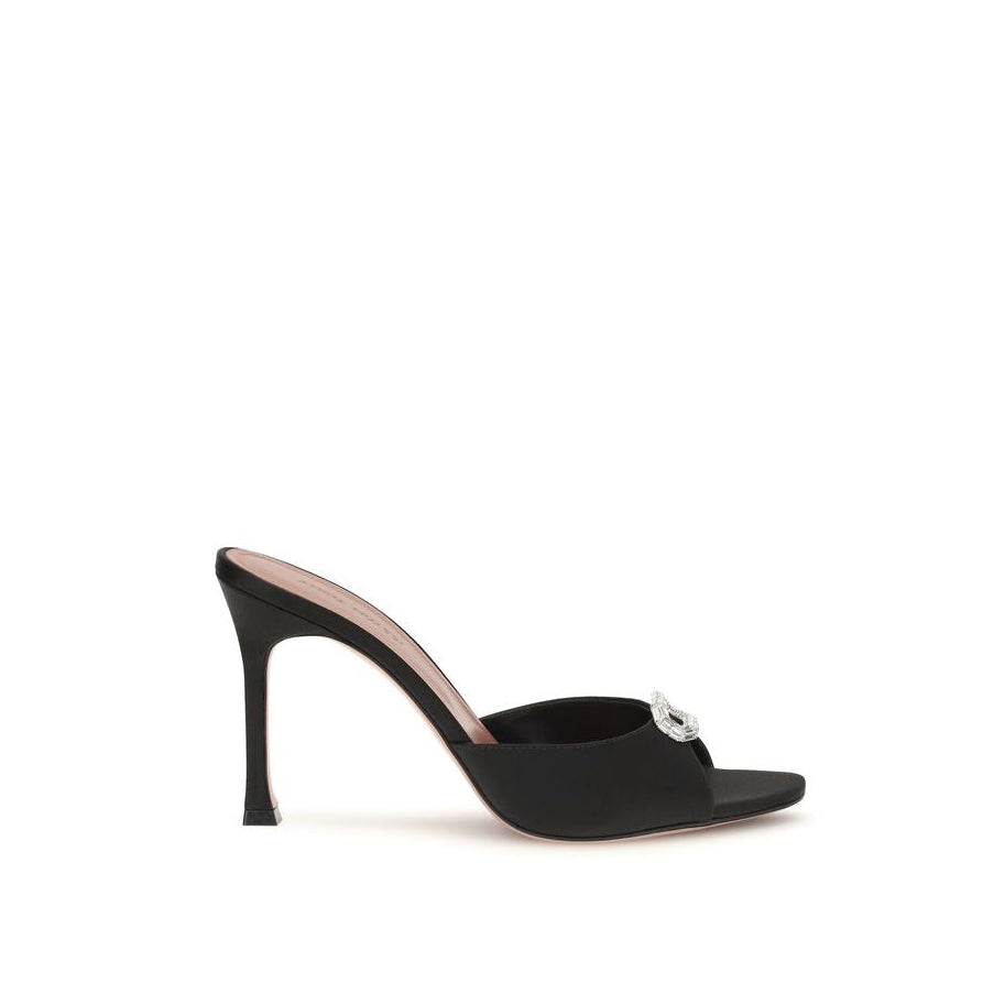 Amina Muaddi Camelia Silk Mule Sandals - Black