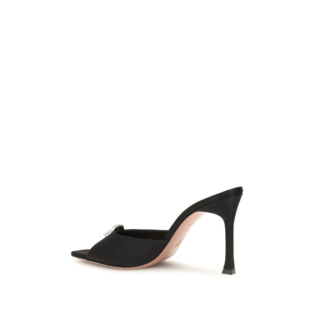 Amina Muaddi Camelia Silk Mule Sandals - Black