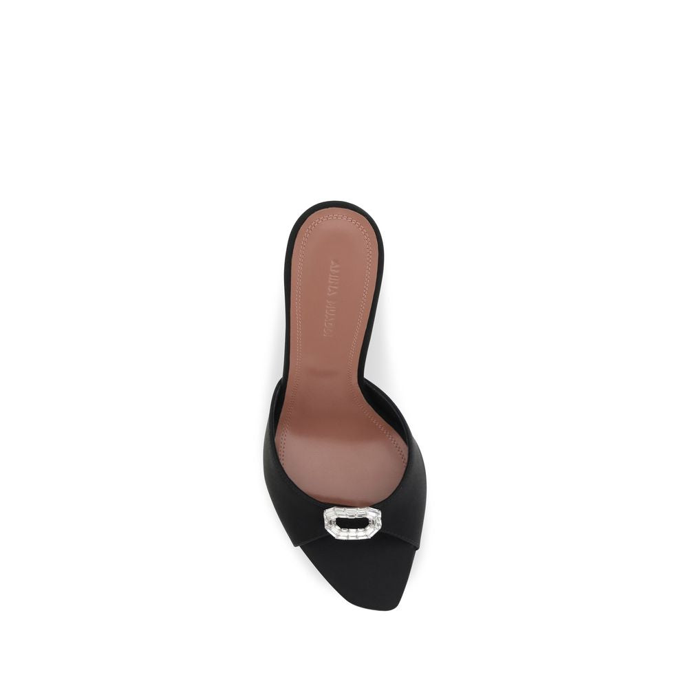 Amina Muaddi Camelia Silk Mule Sandals - Black