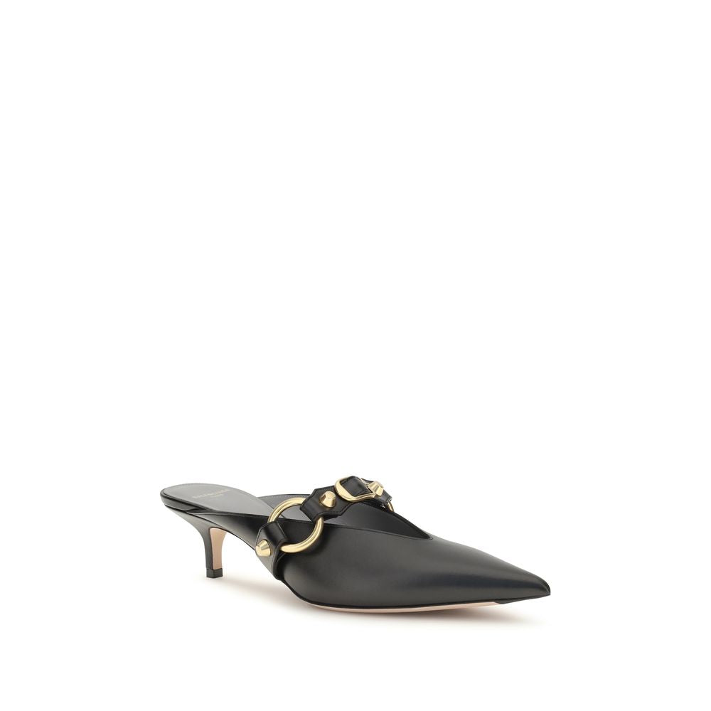 Balenciaga Leather Kitten Heel City Mules - Black