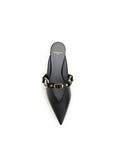 Balenciaga Leather Kitten Heel Studded City Mules - Black