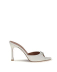 Amina Muaddi Camelia Leather Mule Sandals - White