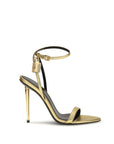 Tom Ford Padlock Pointy Naked Leather Stiletto Heel Sandals - Gold