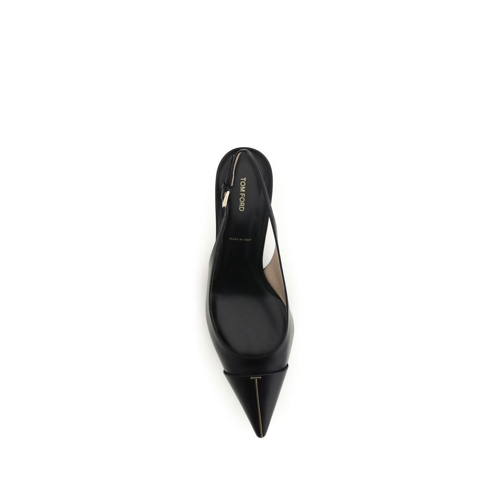 Tom Ford Leather Slingback Pumps - Black