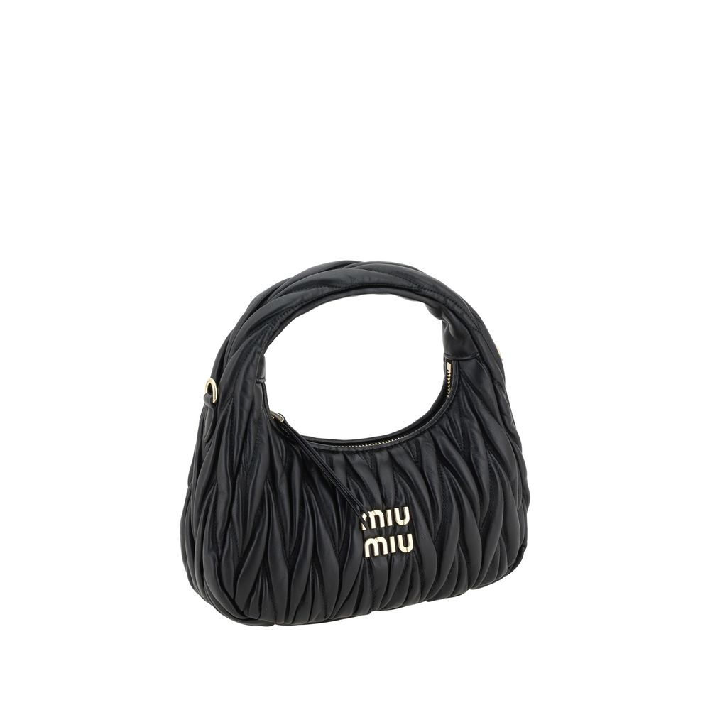 Miu Miu Wander Leather Hobo Bag - Black