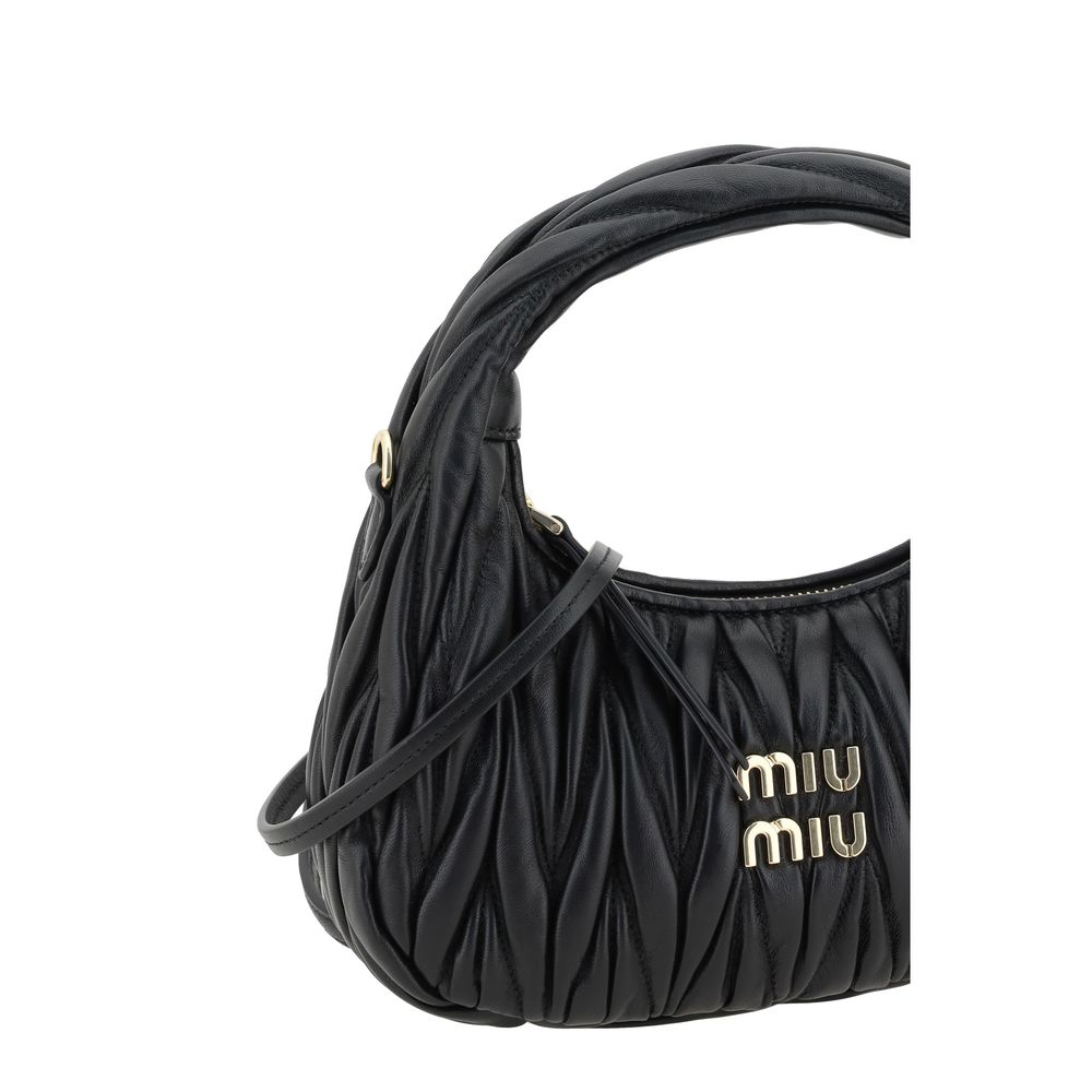 Miu Miu Wander Leather Hobo Bag - Black