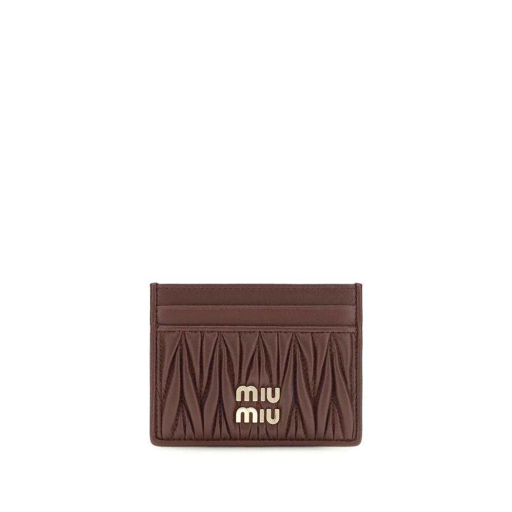 Matelassé Nappa Leather Card Holder - Brown