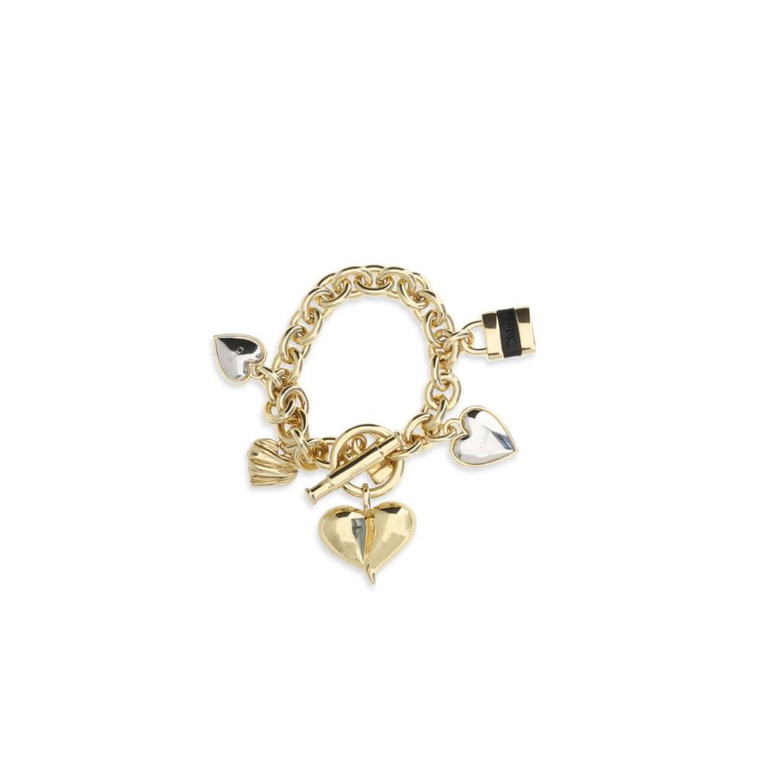 Chloé Brass Heart Charm Bracelet - Gold