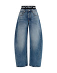 Alexander Wang Logo Waistband Layered Barrel Leg Jeans