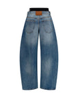 Alexander Wang Logo Waistband Layered Barrel Leg Jeans