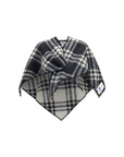 Burberry Rydal Short Wool Check Poncho & Shawl Scarf - Black