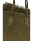 The Attico La Passeggiata Suede Leather Medium Top Handle Handbag - Green