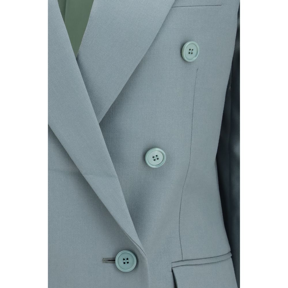 Chloé Wool Double-Breasted Blazer - Blue