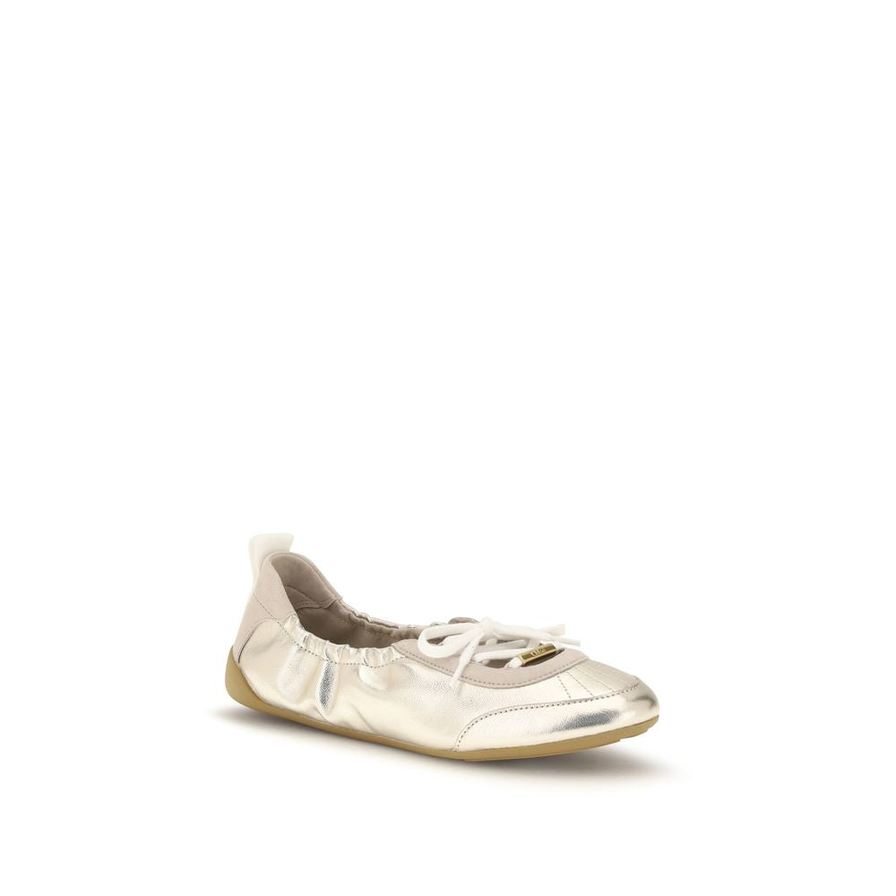 Chloé Kick Ballerina Leather Sneakers - Silver