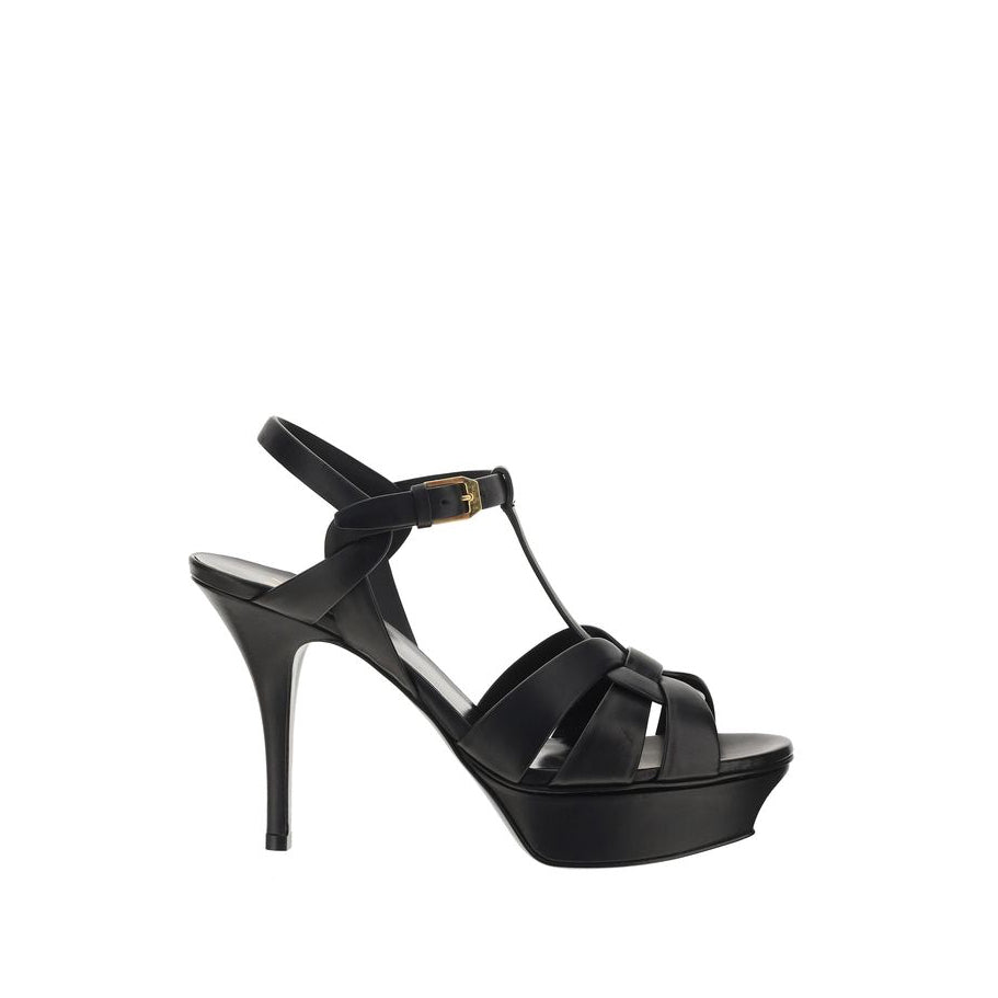 Saint Laurent Leather Platform Sandals - Black