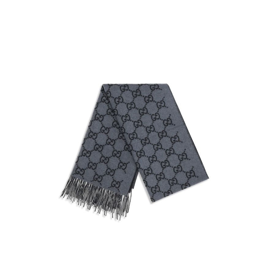 Gucci Cashmere GG Pattern Scarf - Blue