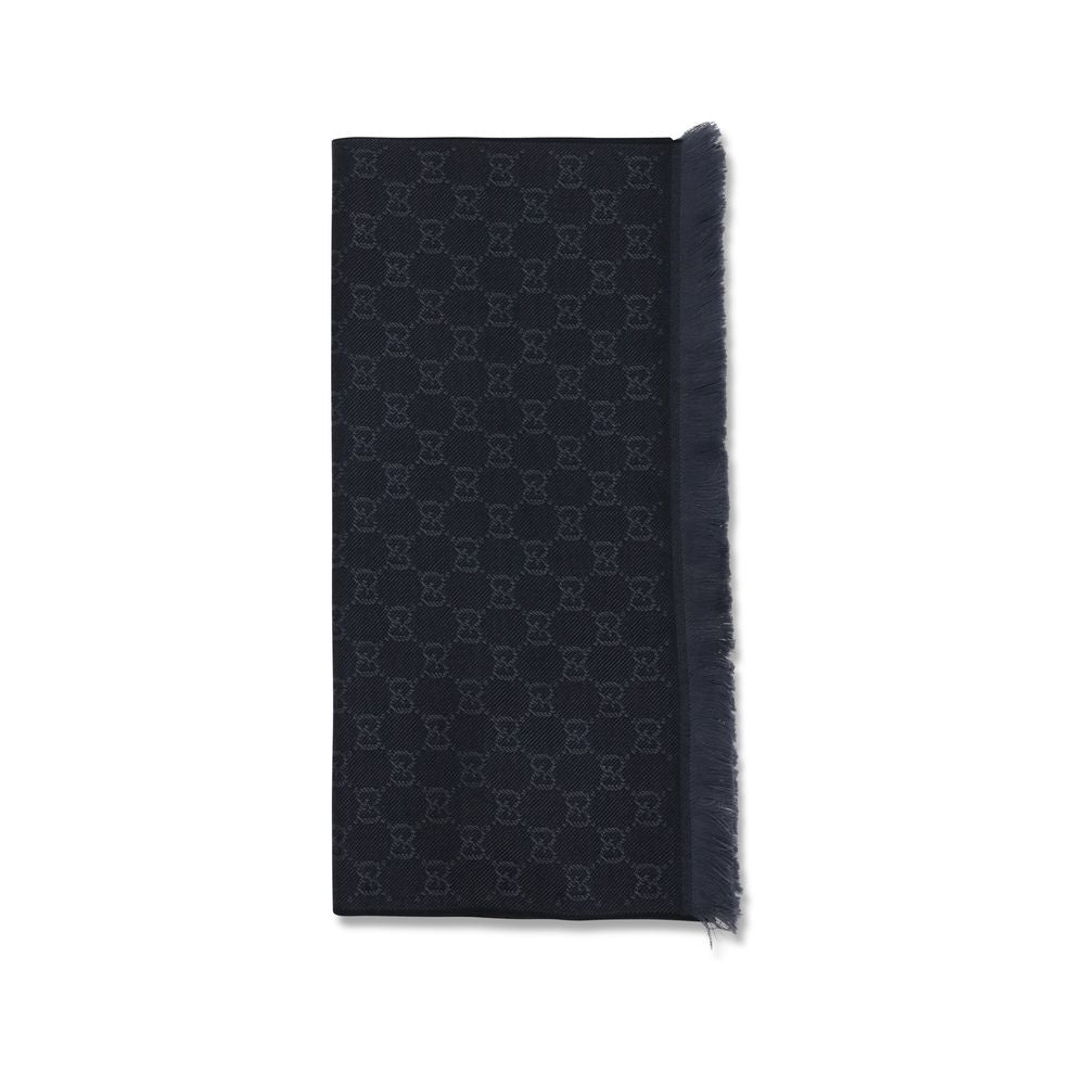 Gucci GG Supreme Embroidered Wool Scarf - Black